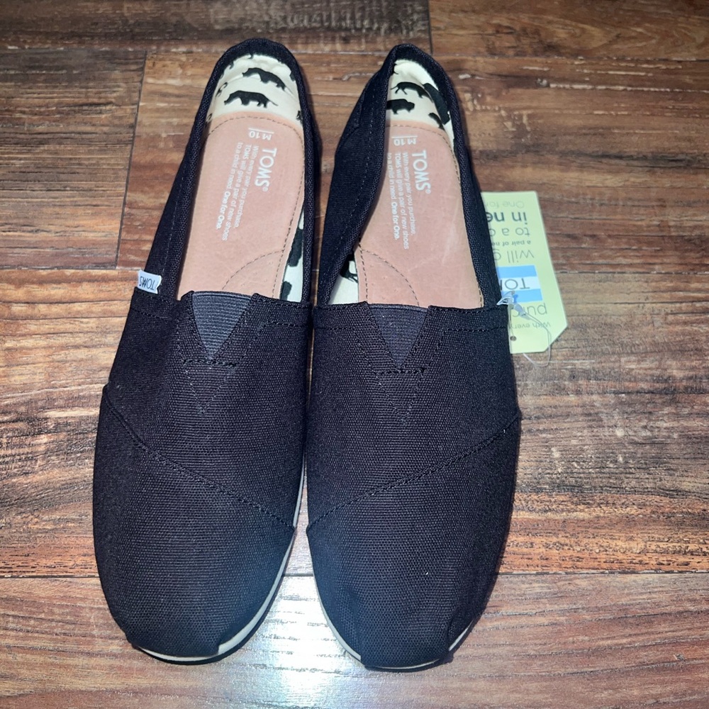 TOMS Black Canvas Slip-On Flats